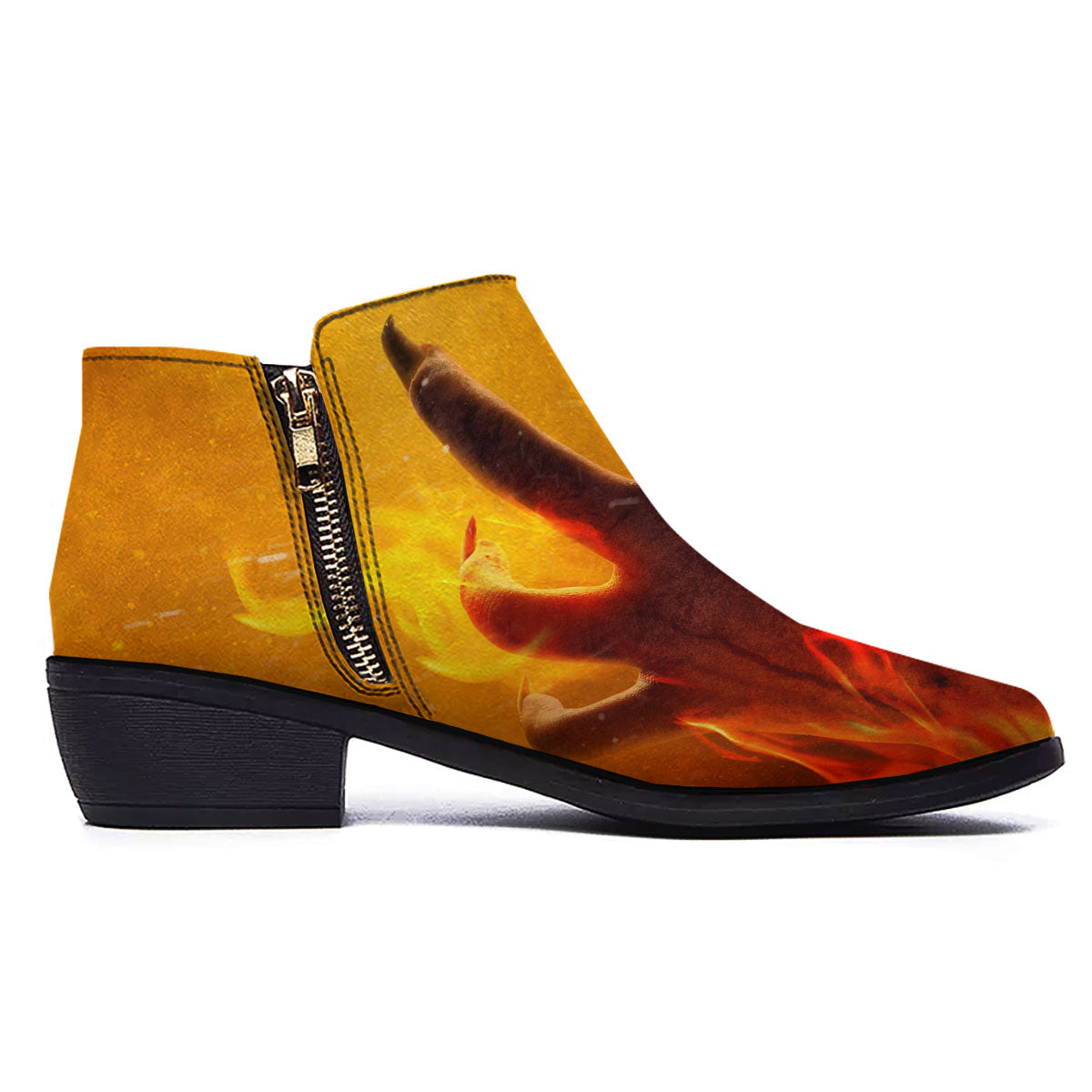 Devil Hand Print Ankle Boots-grizzshop