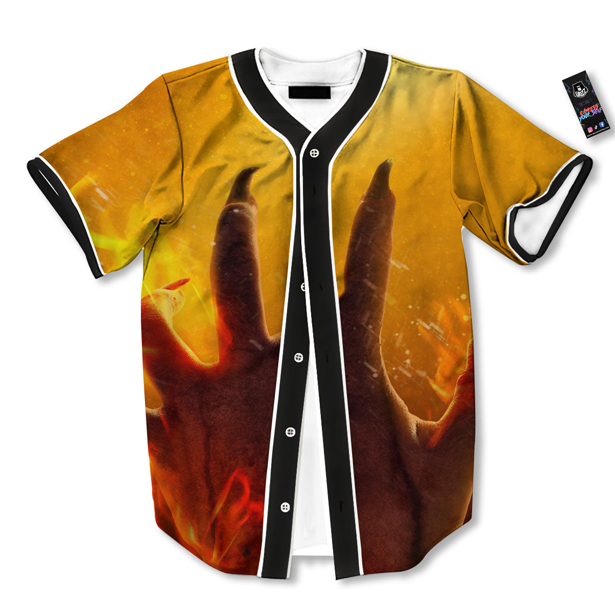 Devil Hand Print Baseball Jersey-grizzshop