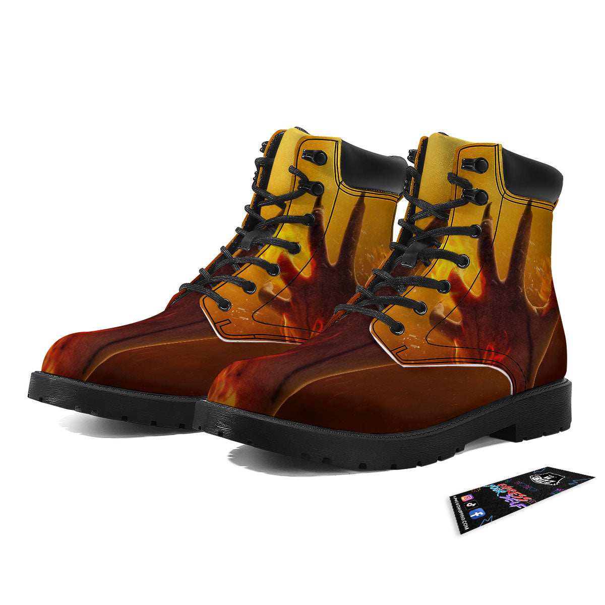 Devil Hand Print Boots-grizzshop