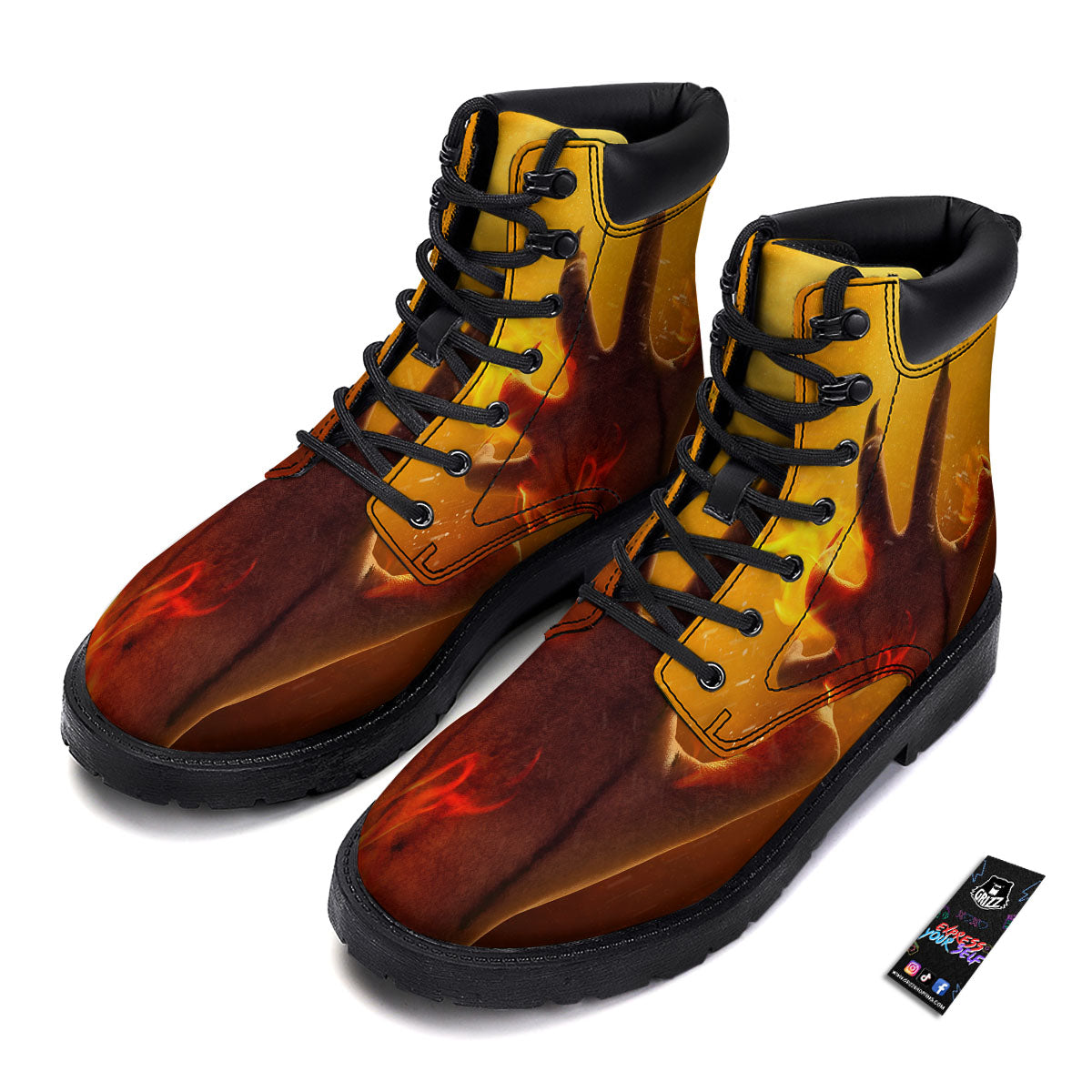 Devil Hand Print Boots-grizzshop