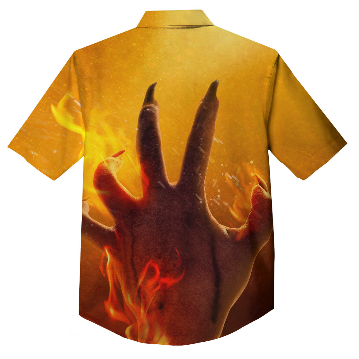 Devil Hand Print Button Up Shirt-grizzshop