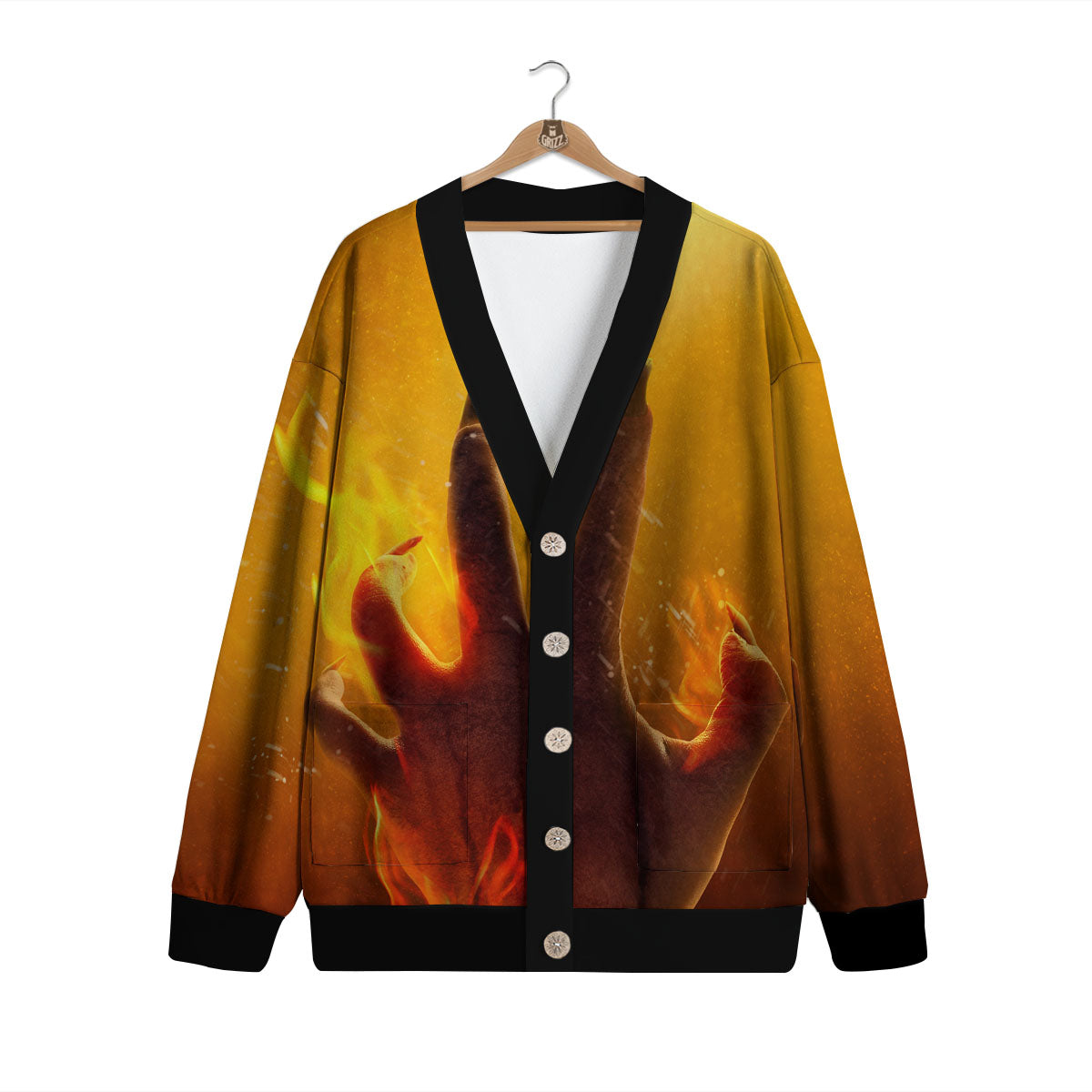 Devil Hand Print Cardigan-grizzshop