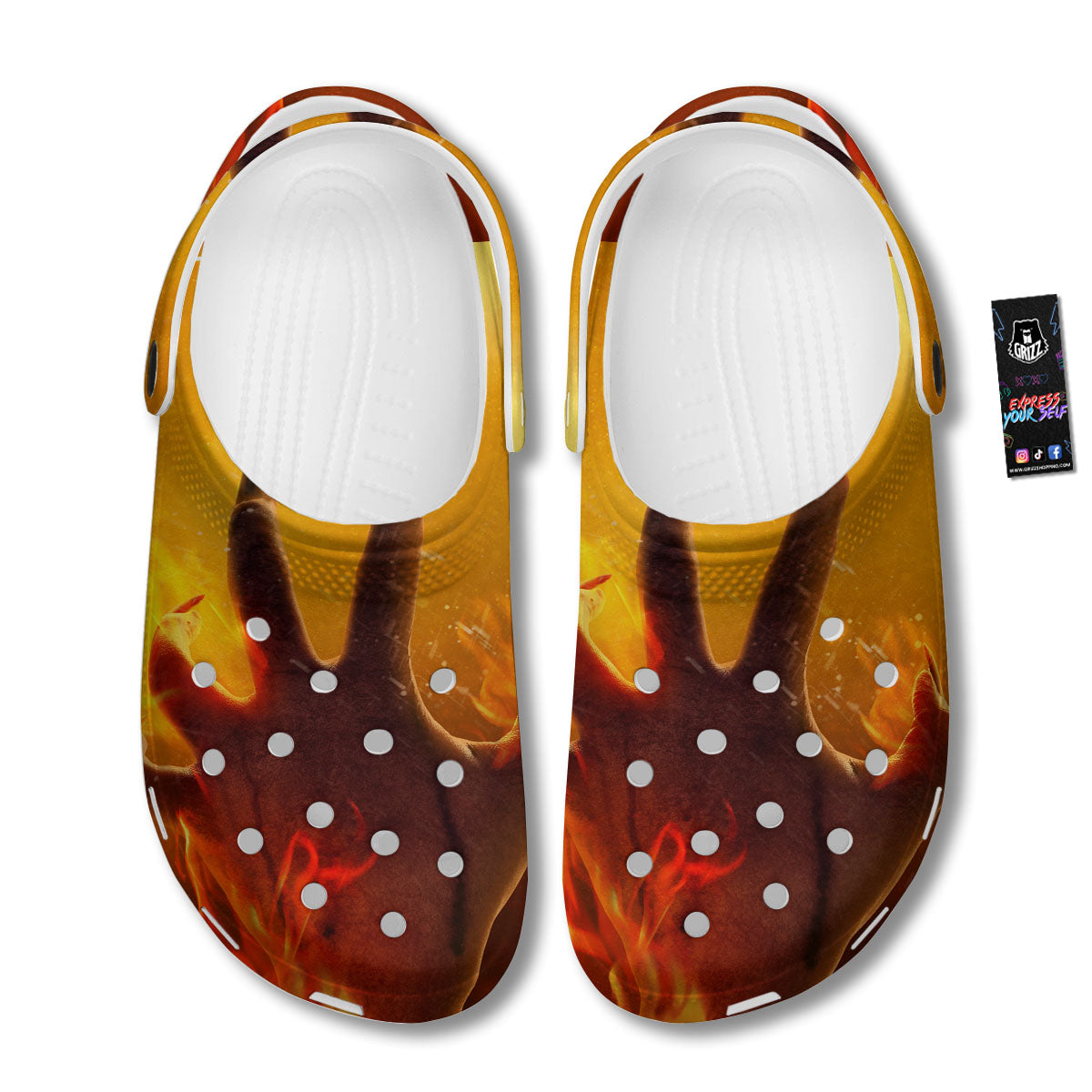 Devil Hand Print Clog-grizzshop