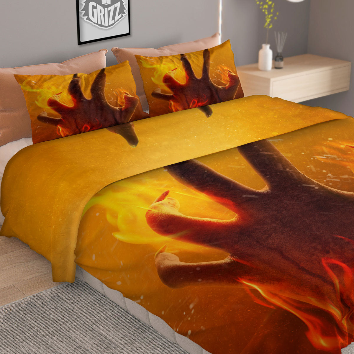Devil Hand Print Duvet Cover Bedding Set-grizzshop