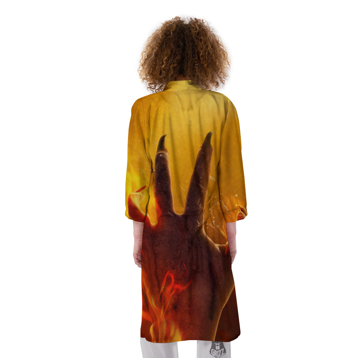 Devil Hand Print Kimono-grizzshop