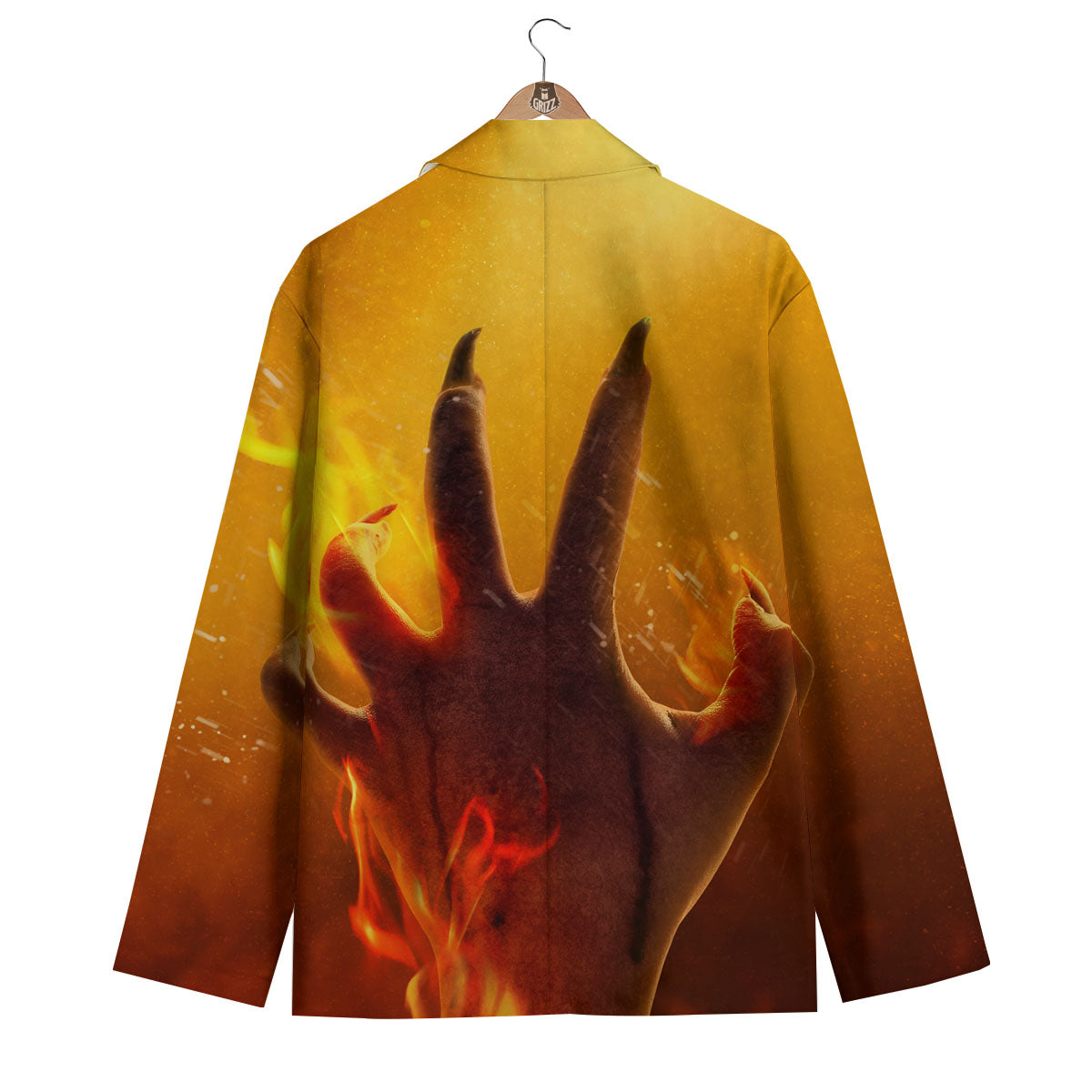 Devil Hand Print Men's Blazer-grizzshop