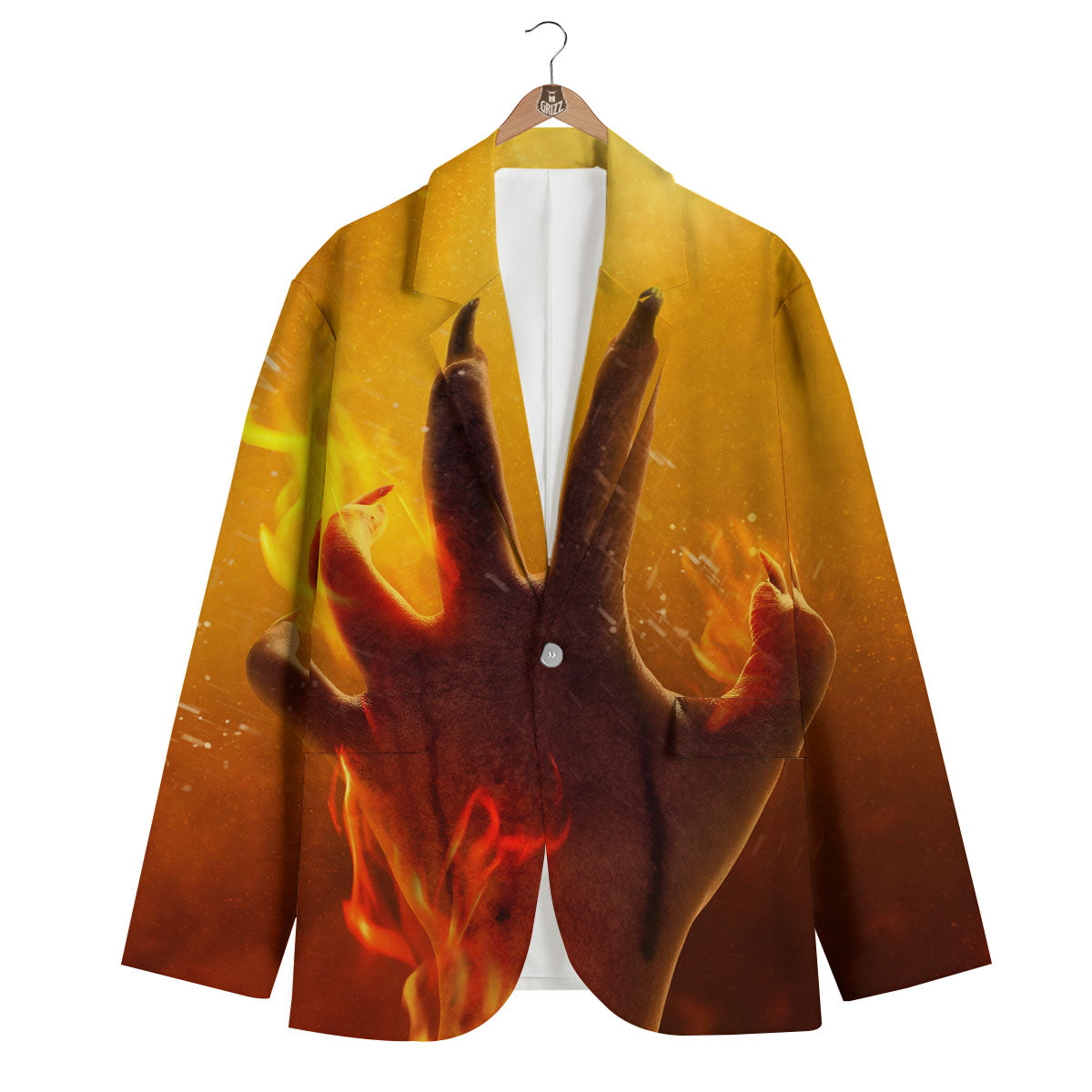 Devil Hand Print Men's Blazer-grizzshop