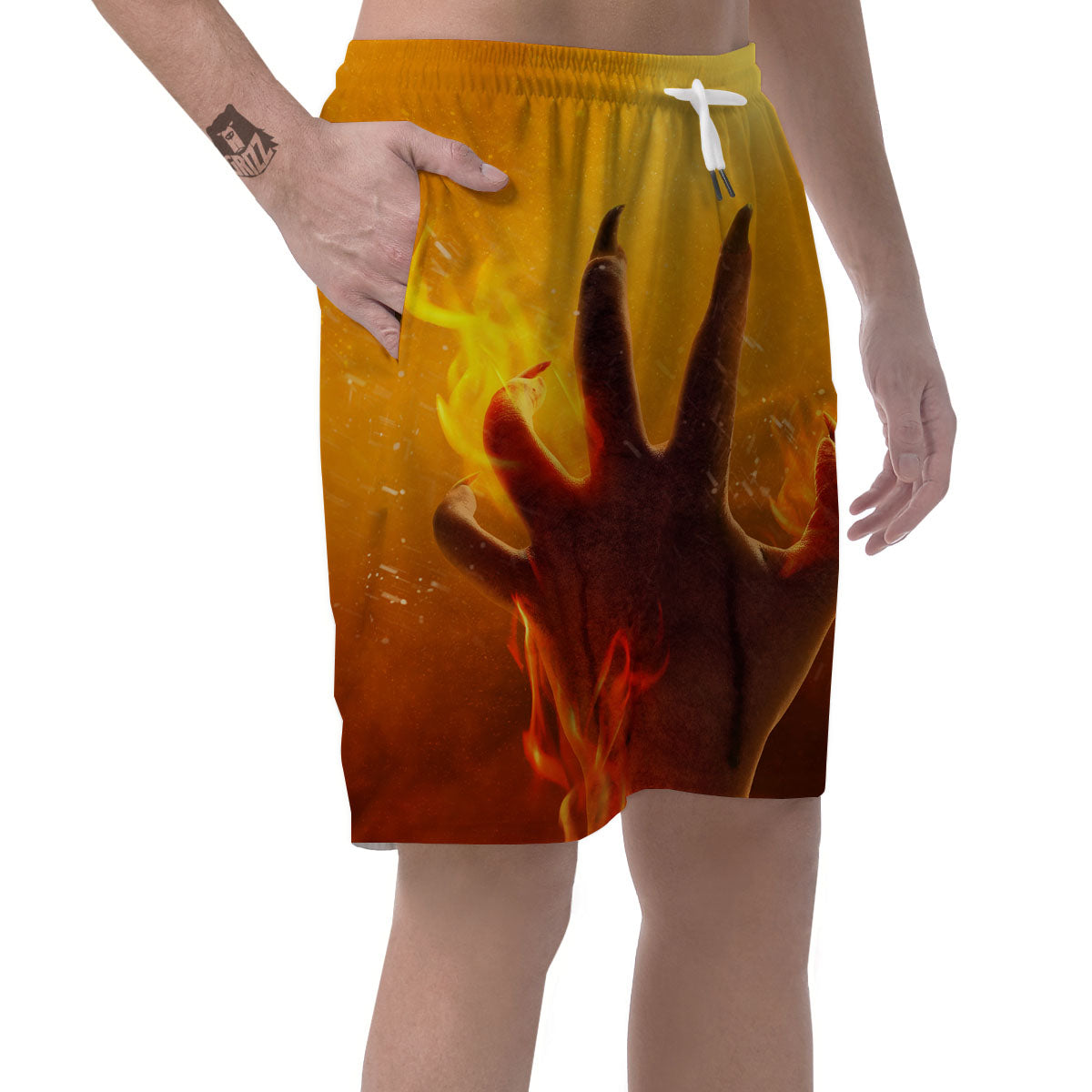 Devil Hand Print Men's Shorts-grizzshop