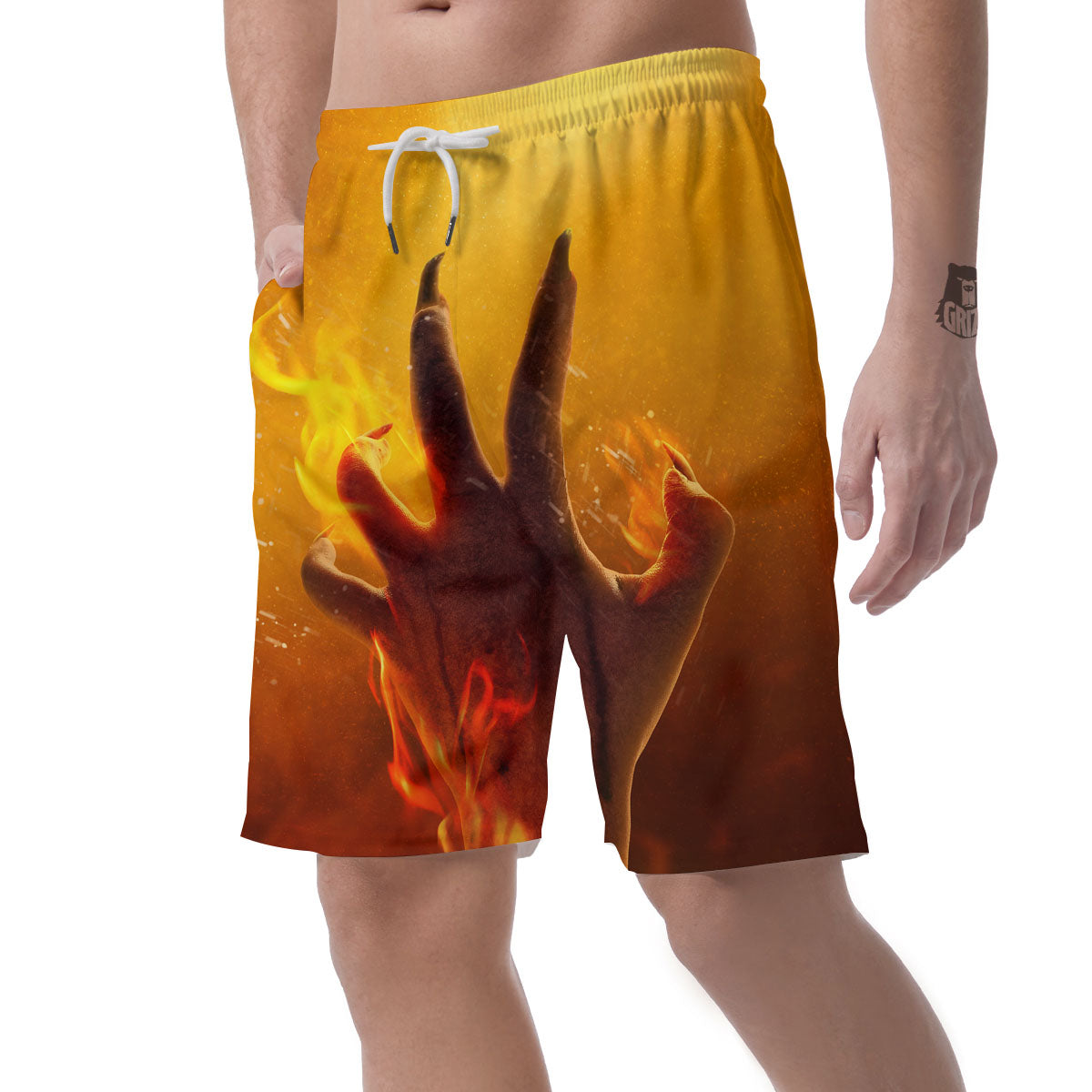 Devil Hand Print Men's Shorts-grizzshop