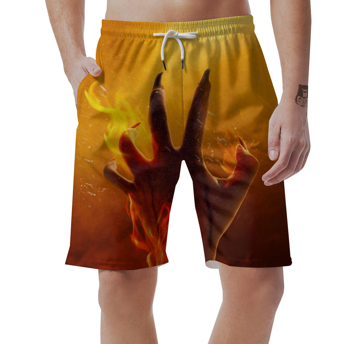 Devil Hand Print Men's Shorts-grizzshop