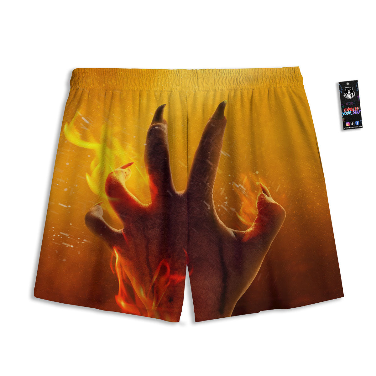 Devil Hand Print Mesh Shorts-grizzshop
