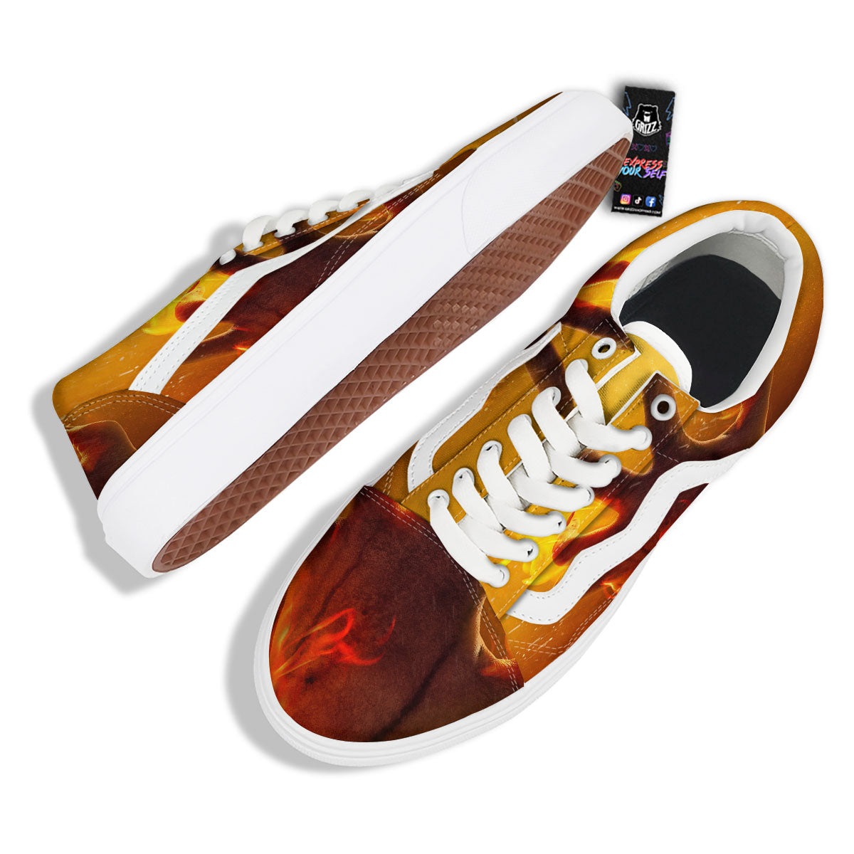Devil Hand Print Skate Shoes-grizzshop