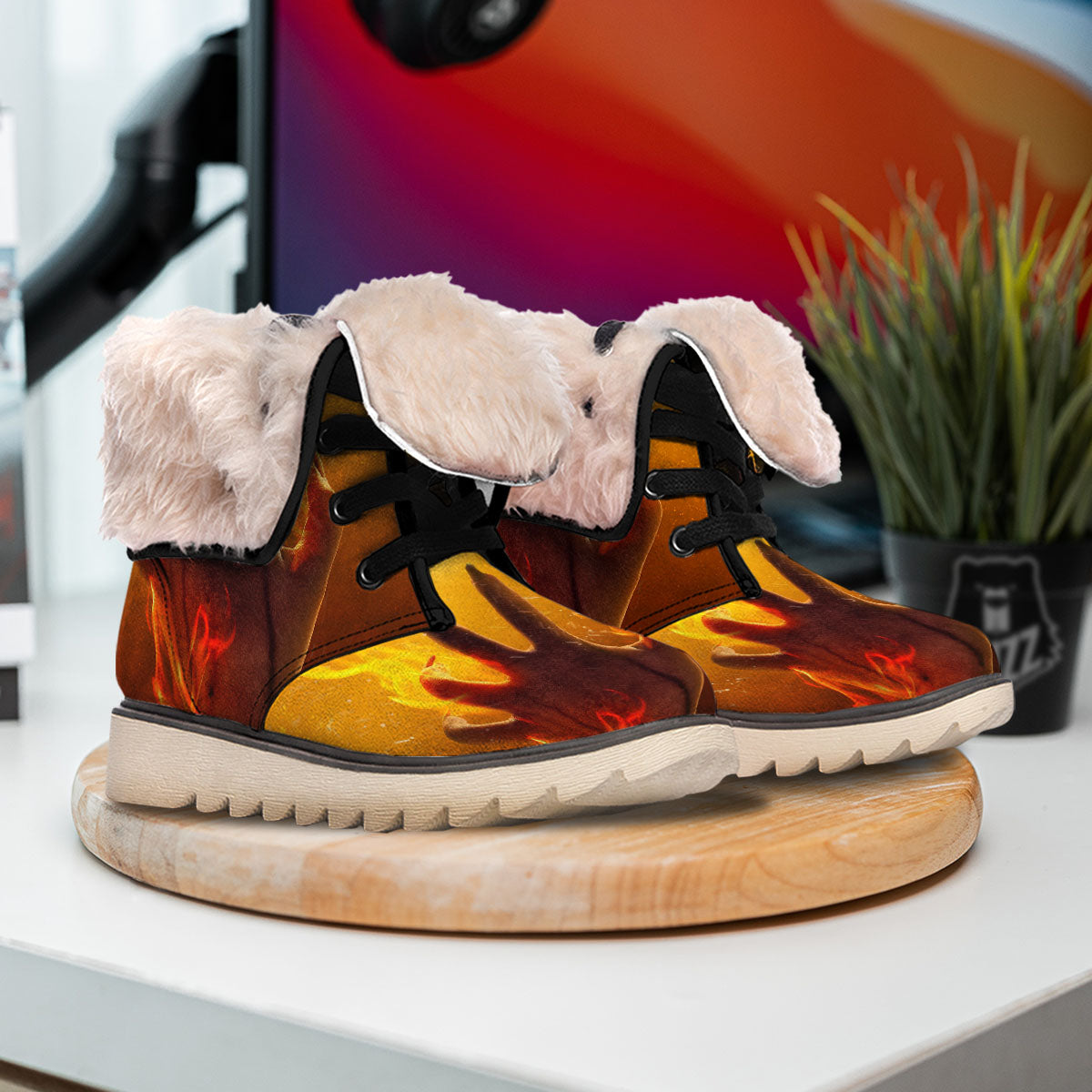 Devil Hand Print Snow Boots-grizzshop