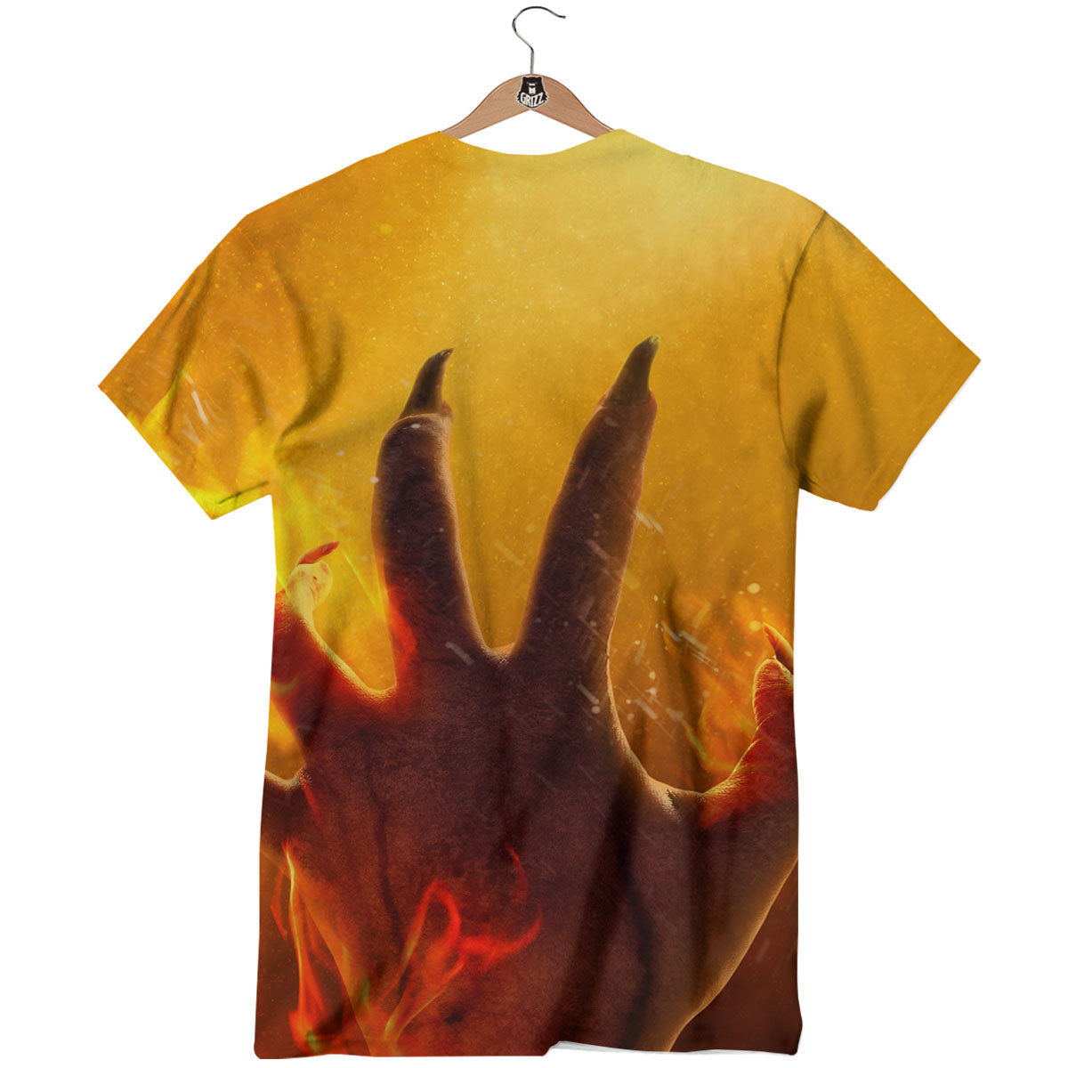 Devil Hand Print T-Shirt-grizzshop