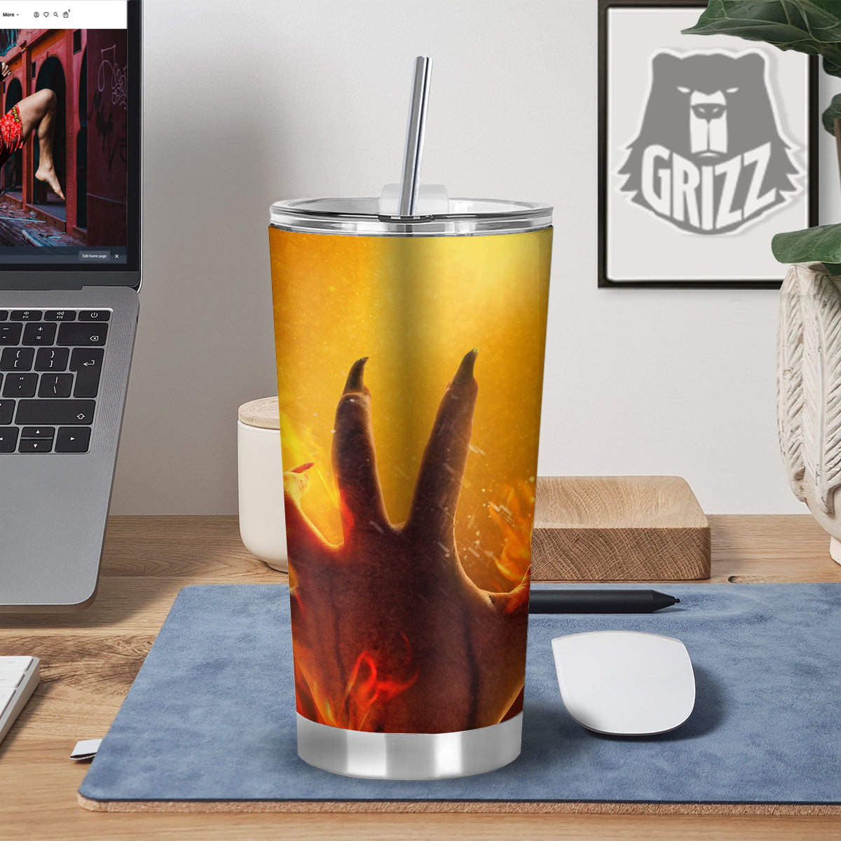Devil Hand Print Tumbler-grizzshop