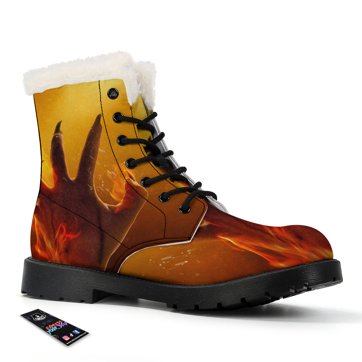 Devil Hand Print Winter Boots-grizzshop