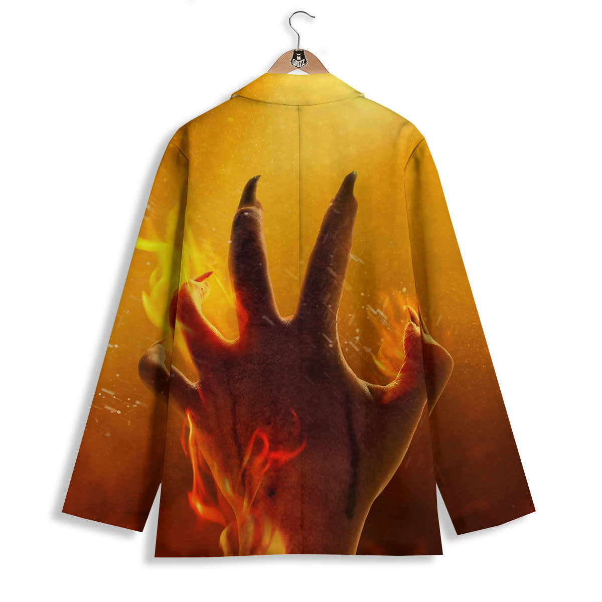 Devil Hand Print Women's Blazer-grizzshop