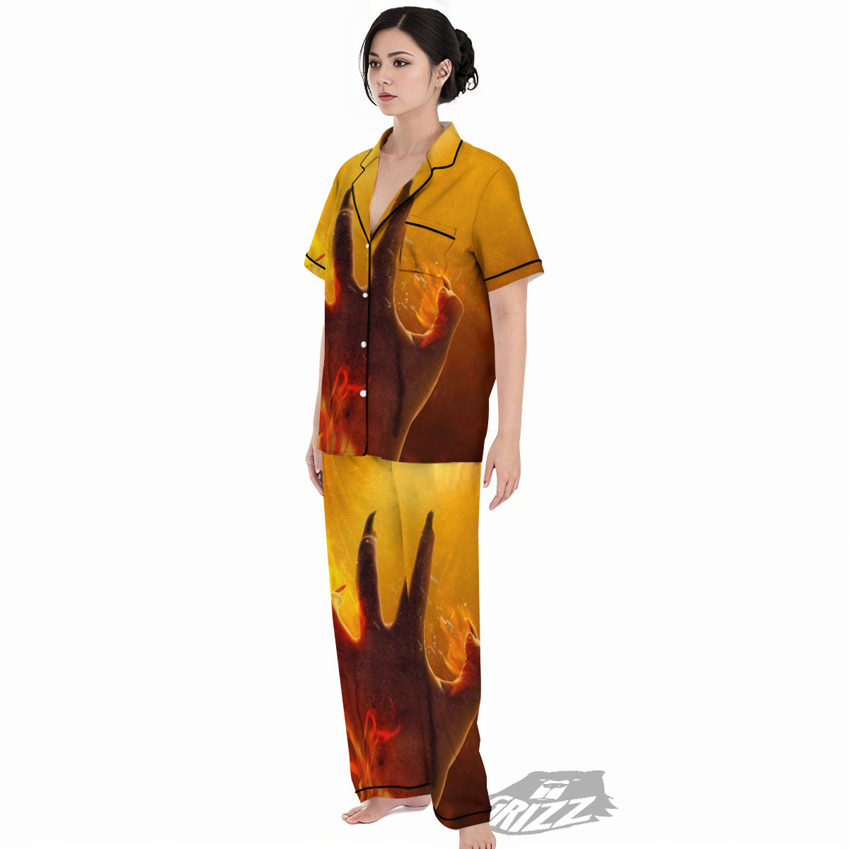 Devil Hand Print Women's Pajamas Set-grizzshop