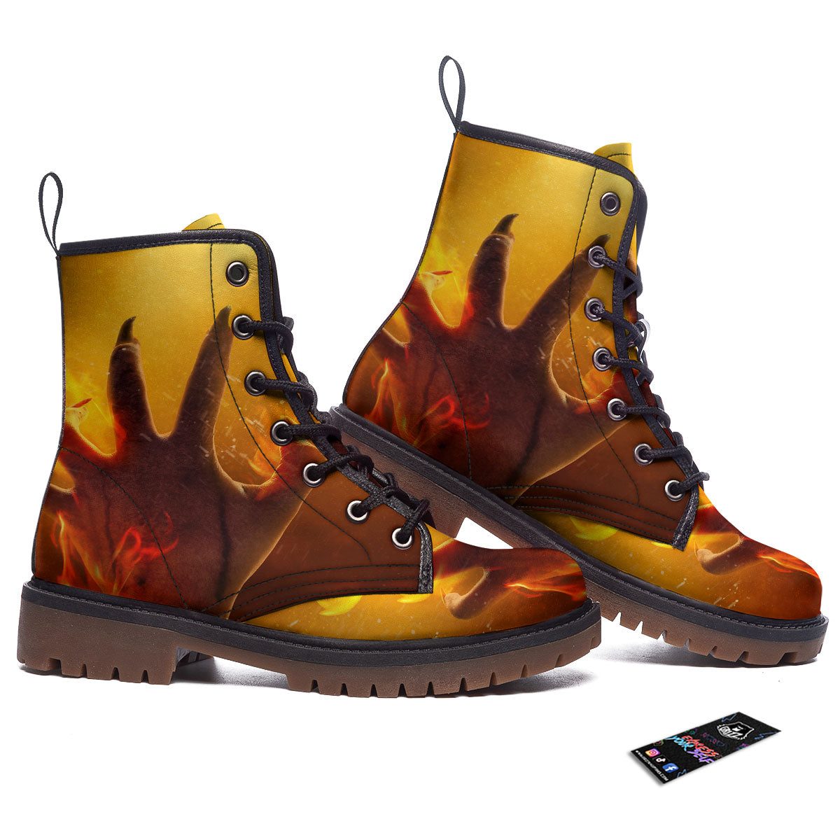 Devil Hand Print Work Boots-grizzshop