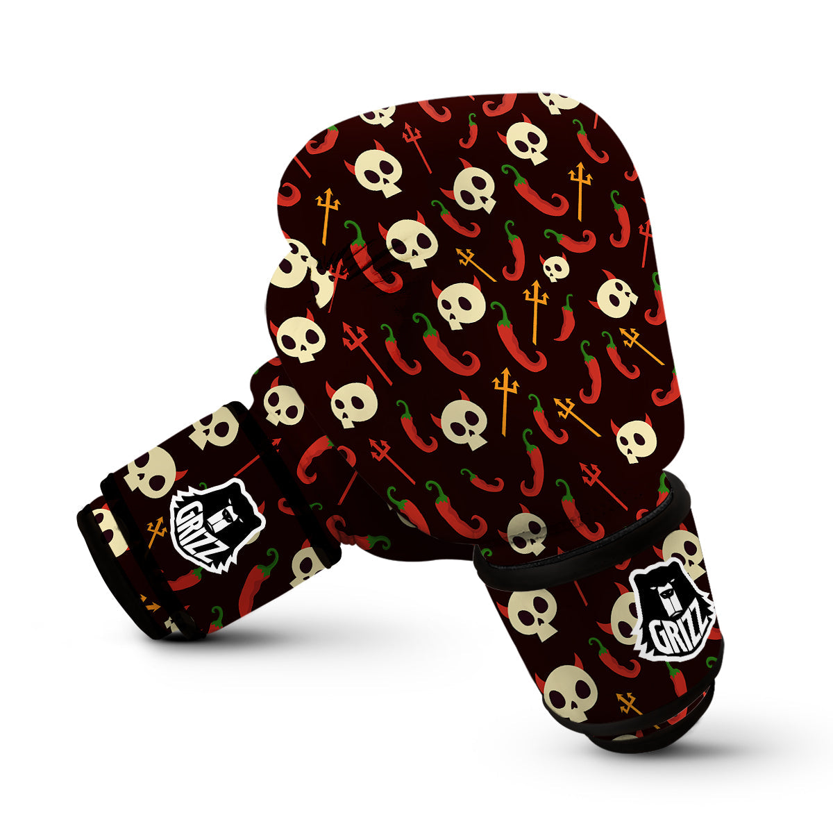 Devil Skull And Pepper Print Pattern Boxing Gloves-grizzshop