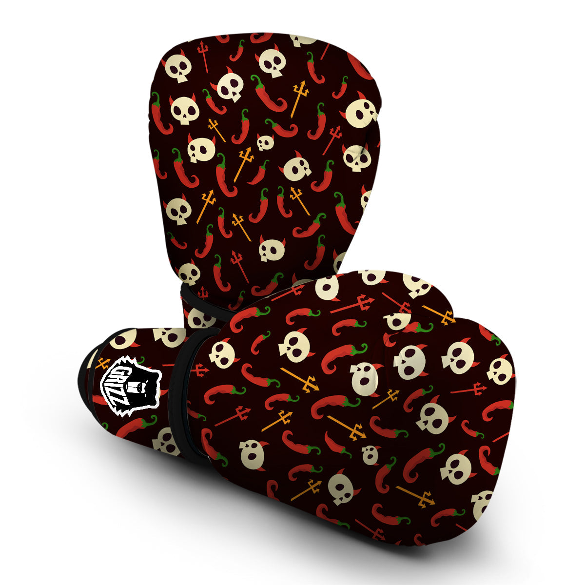 Devil Skull And Pepper Print Pattern Boxing Gloves-grizzshop