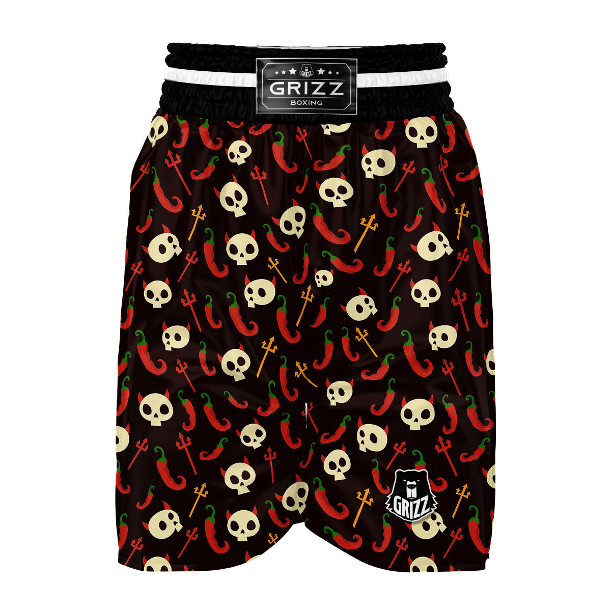 Devil Skull And Pepper Print Pattern Boxing Shorts-grizzshop