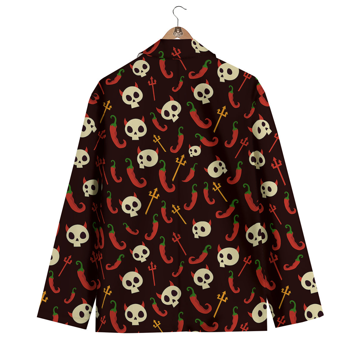 Devil Skull And Pepper Print Pattern Men's Blazer-grizzshop