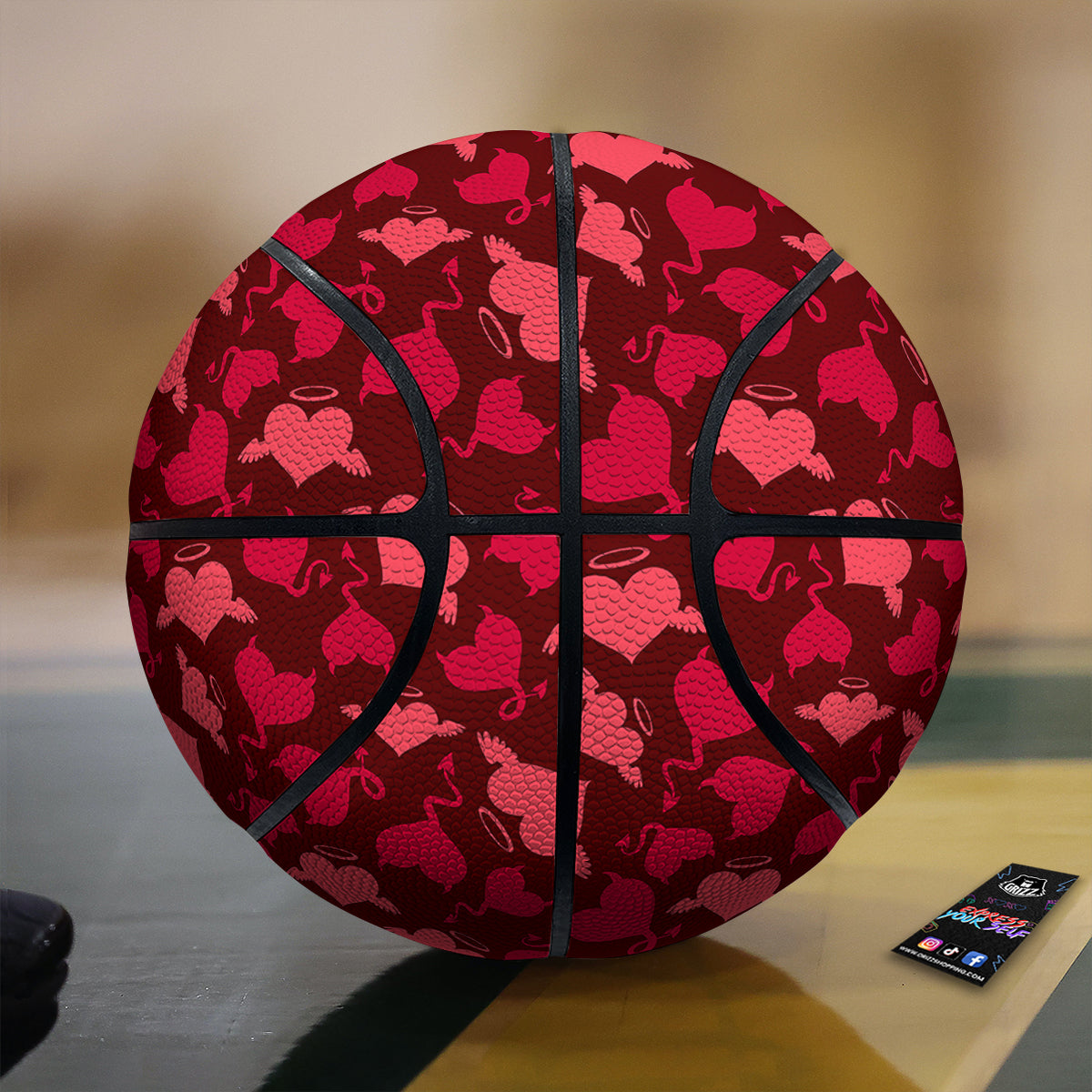 Devil And Angel Hearts Print Pattern Basketball