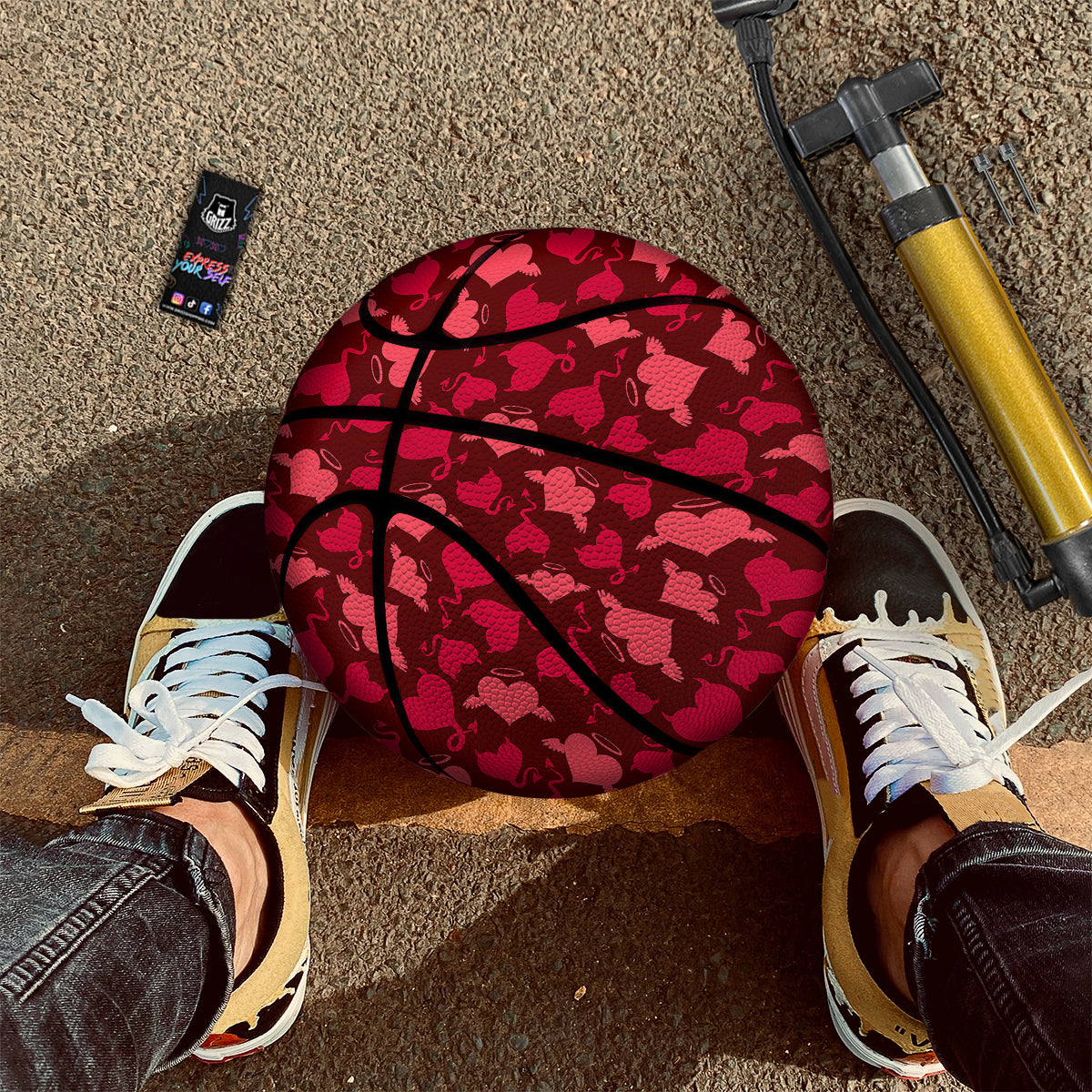 Devil And Angel Hearts Print Pattern Basketball