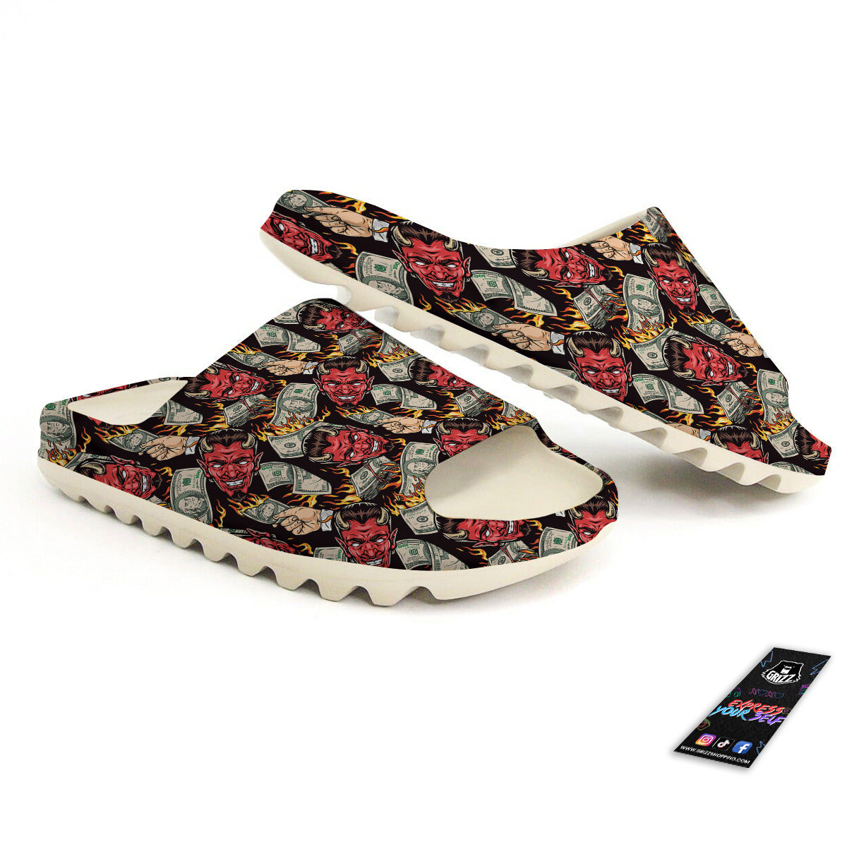 Devil And Dollar Print Pattern Sandals-grizzshop