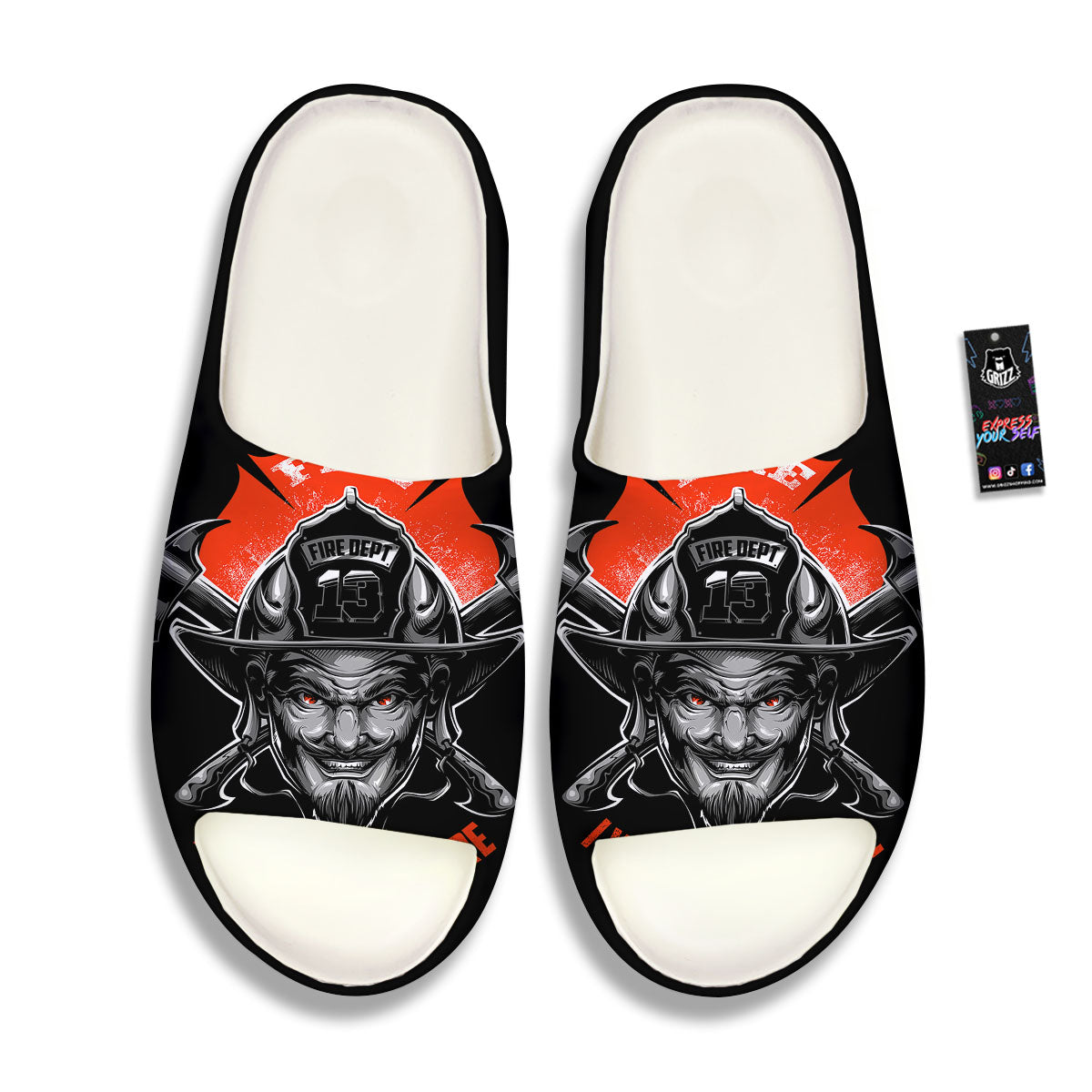 Devil Firefighter Print Sandals-grizzshop