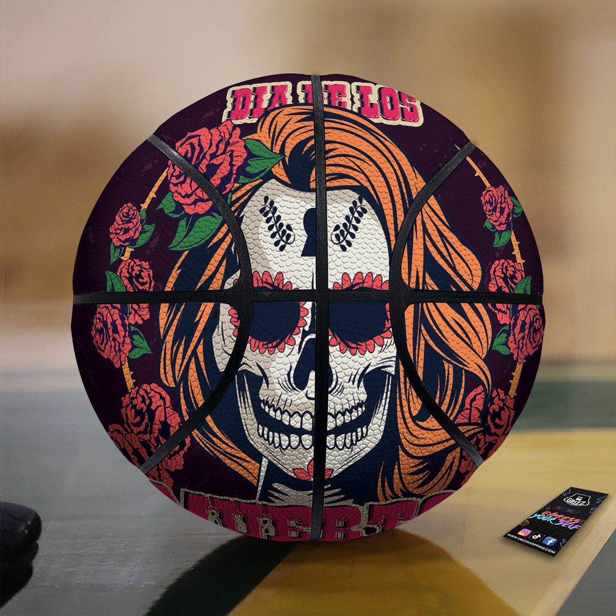 Dia De Los Muertos Calavera Girl Print Basketball-grizzshop