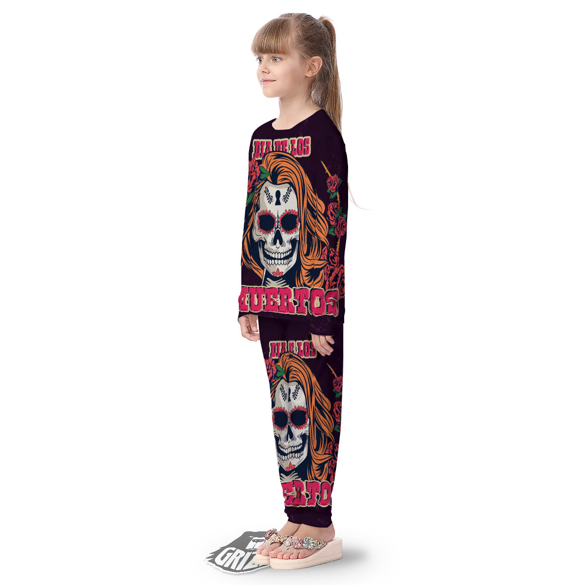 Dia De Los Muertos Calavera Girl Print Kid's Pajamas-grizzshop
