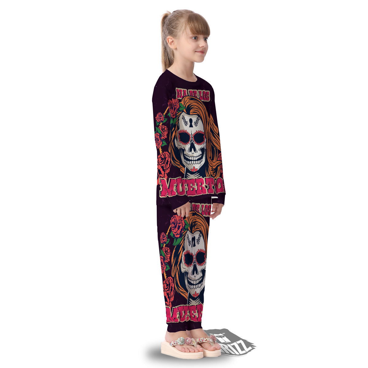 Dia De Los Muertos Calavera Girl Print Kid's Pajamas-grizzshop