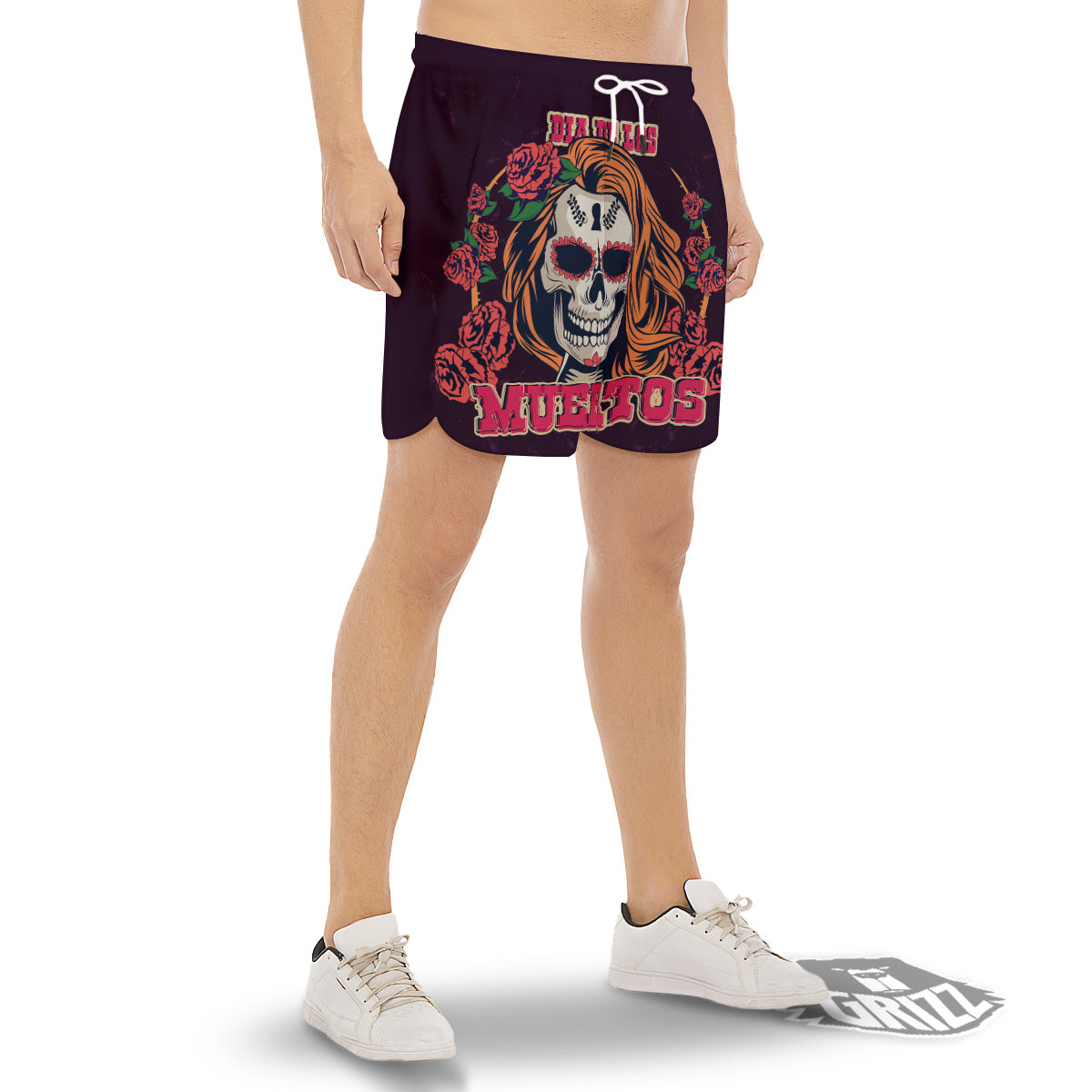 Dia De Los Muertos Calavera Girl Print Men's Gym Shorts-grizzshop