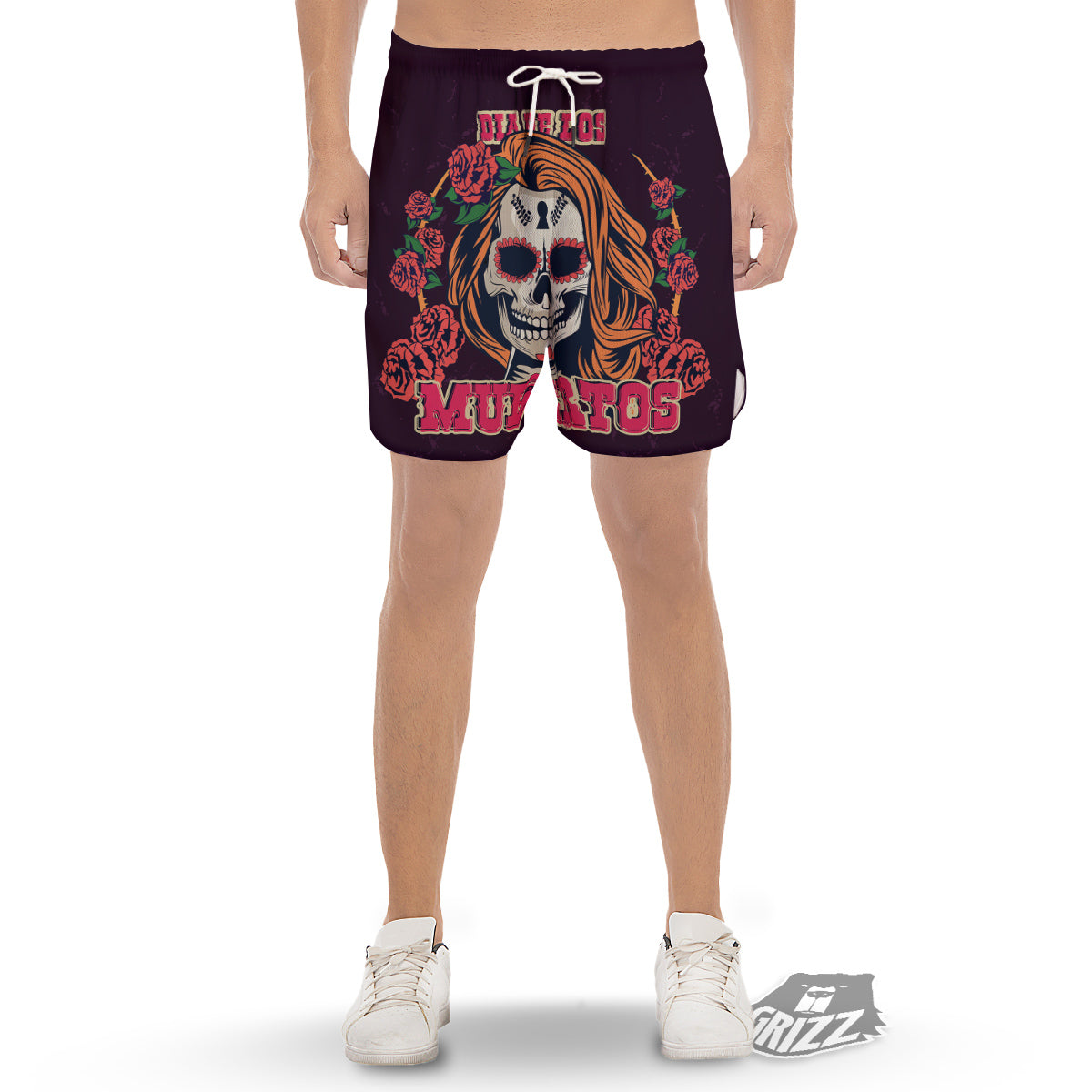 Dia De Los Muertos Calavera Girl Print Men's Gym Shorts-grizzshop