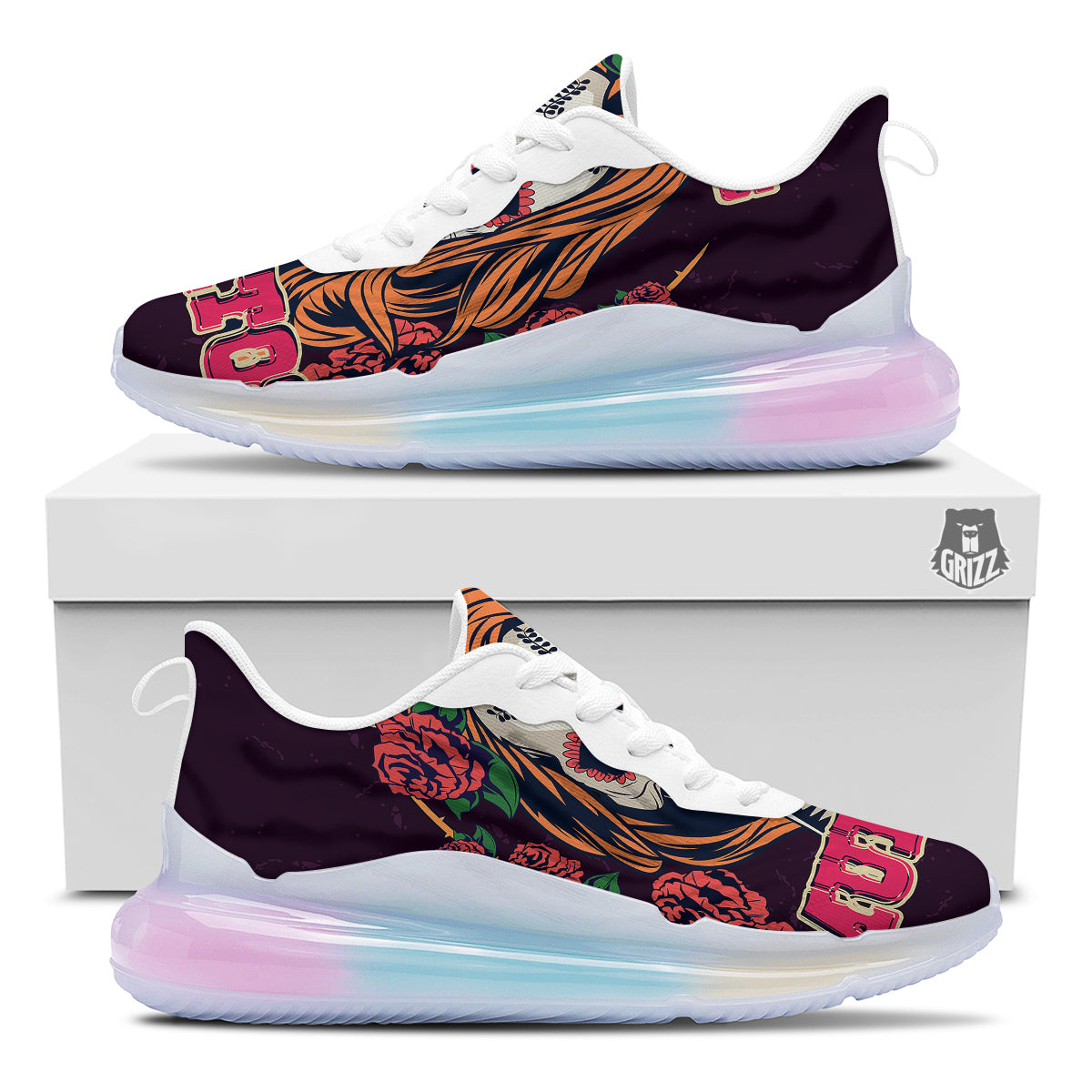 Dia De Los Muertos Calavera Girl Print Running Sneakers-grizzshop