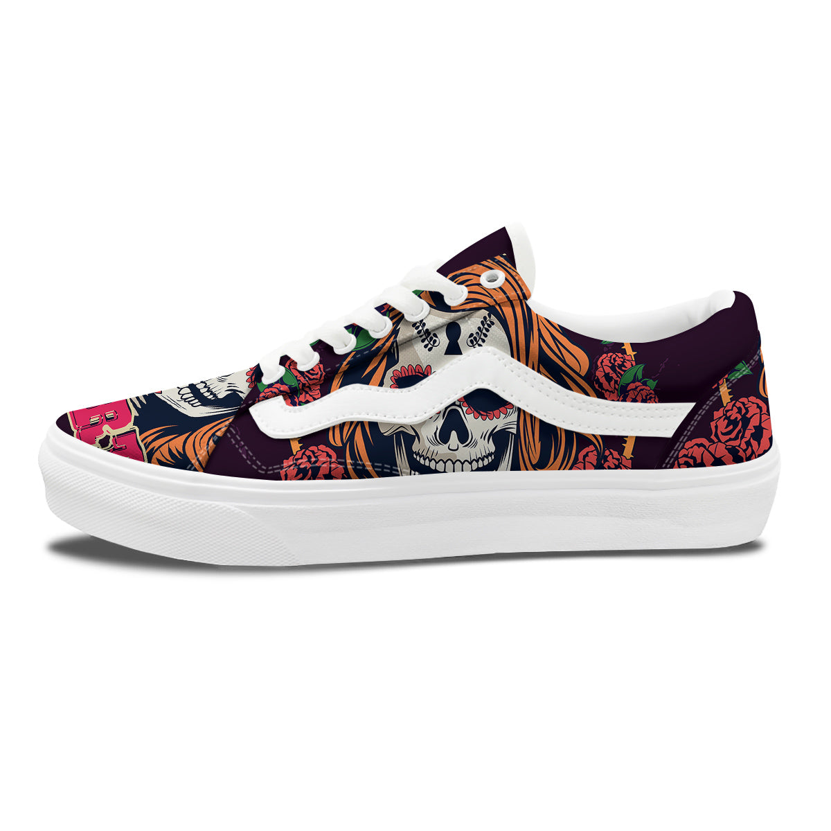 Dia De Los Muertos Calavera Girl Print Skate Shoes-grizzshop