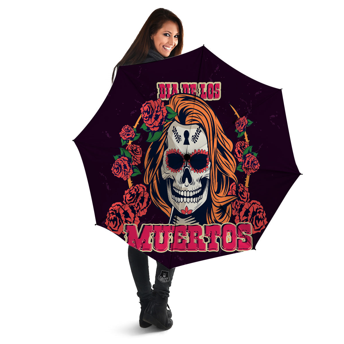 Dia De Los Muertos Calavera Girl Print Umbrella-grizzshop