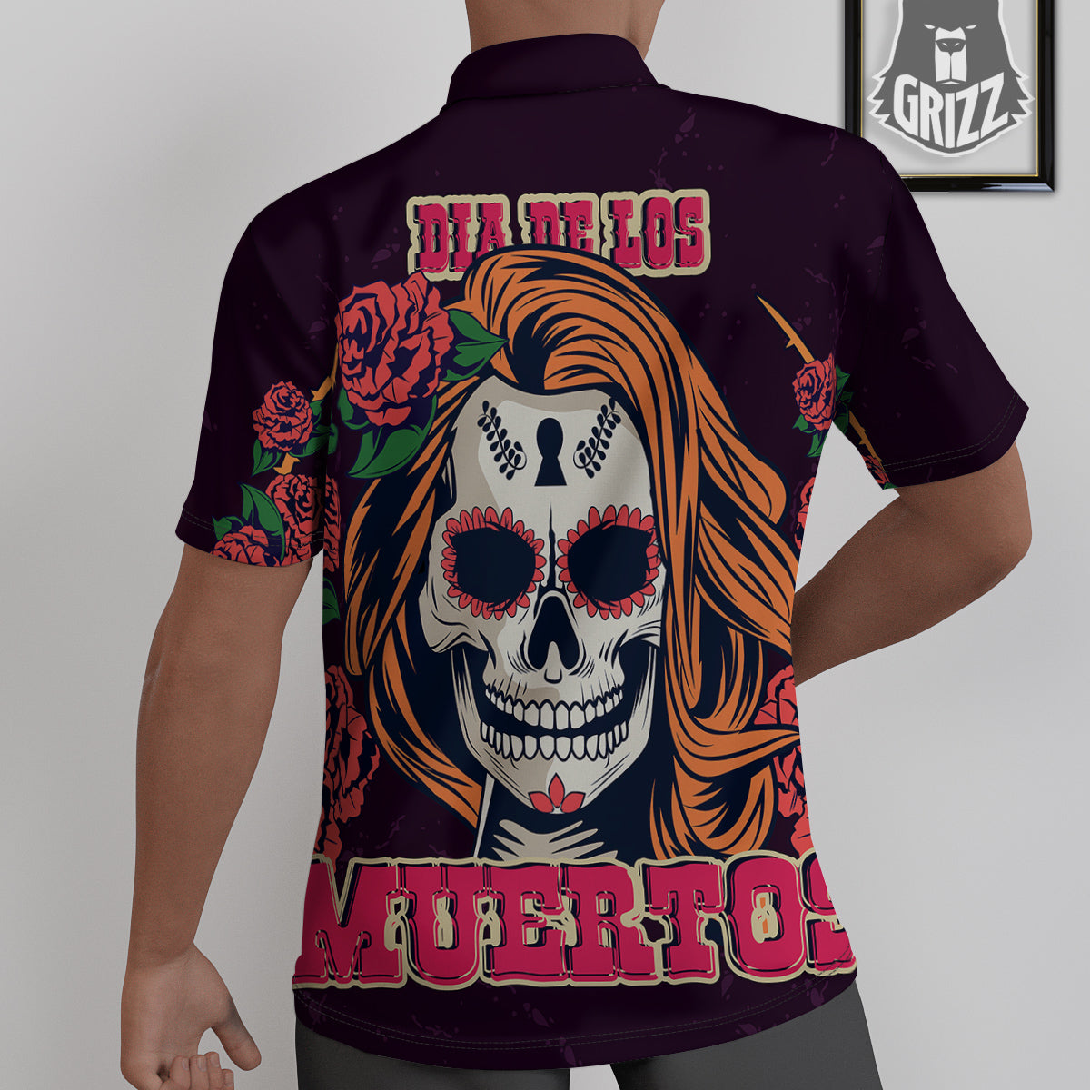 Dia De Los Muertos Calavera Girl Print Untucked Shirts-grizzshop