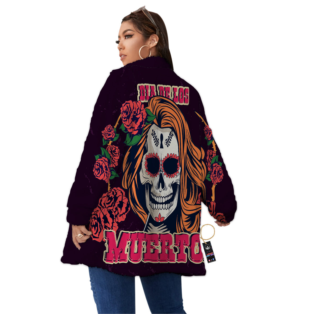 Dia De Los Muertos Calavera Girl Print Women's Sherpa Jacket-grizzshop