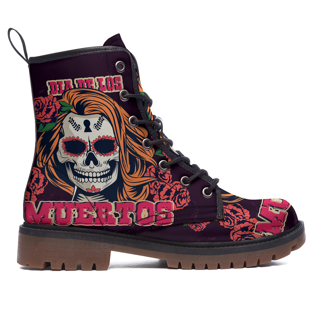 Dia De Los Muertos Calavera Girl Print Work Boots-grizzshop