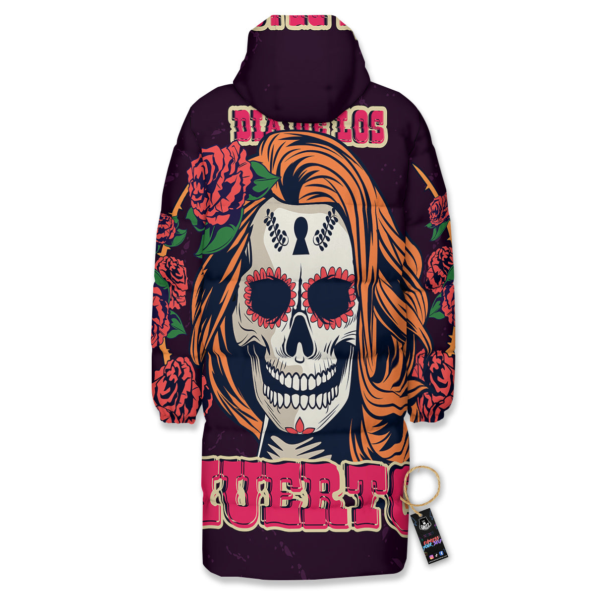 Dia De Los Muertos Calavera Girl Print Long Down Jacket