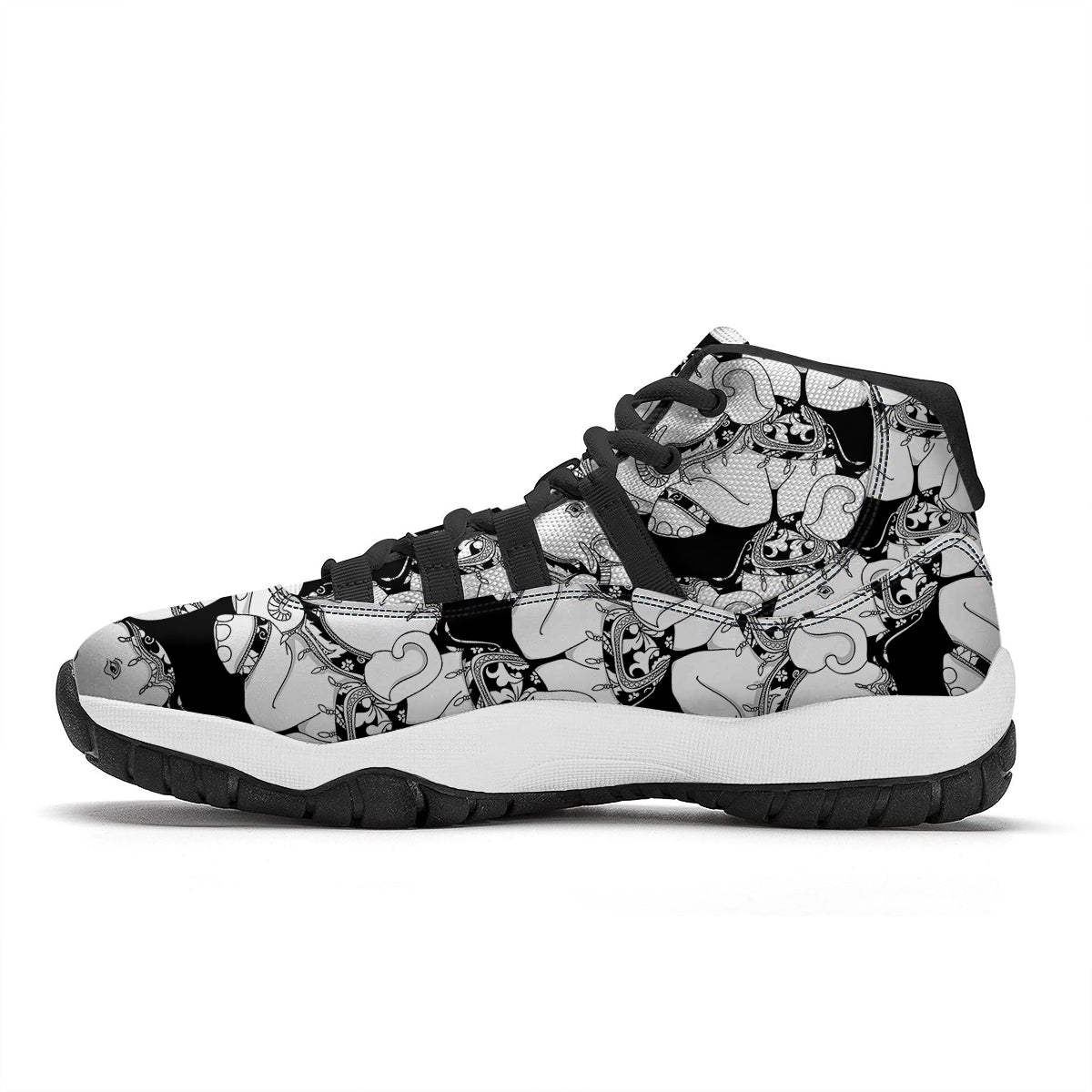Diagonal Madras Blue Tartan Plaid Print Pattern Black Bball Shoes-grizzshop