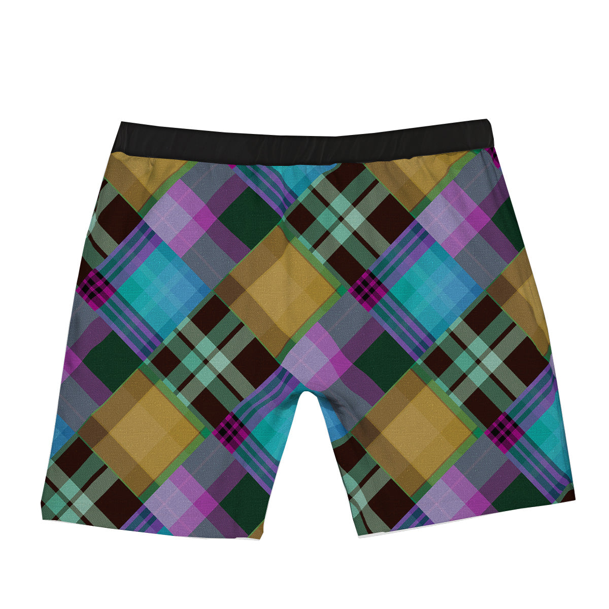 Diagonal Madras Blue Tartan Plaid Print Pattern Boxer Briefs-grizzshop