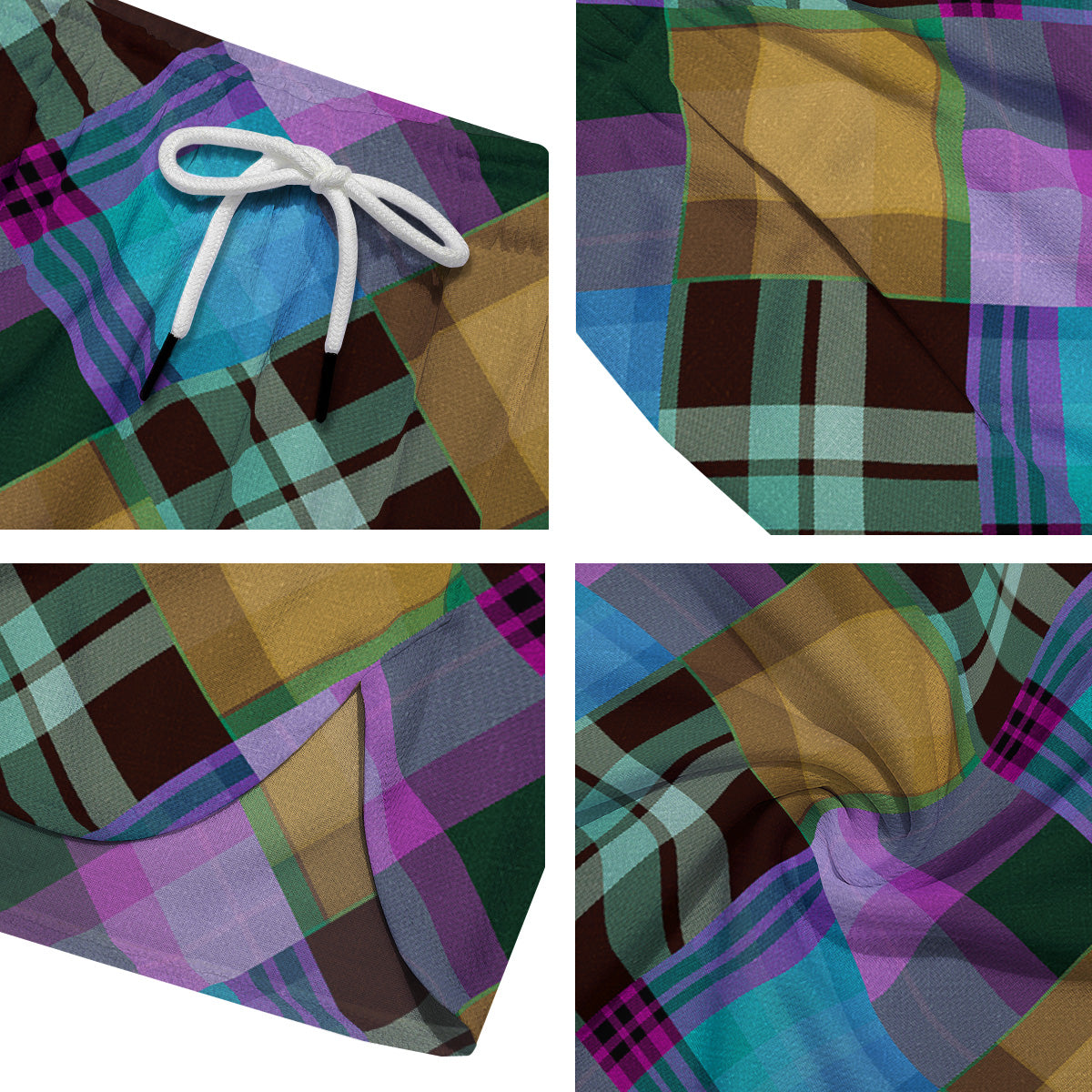 Diagonal Madras Blue Tartan Plaid Print Pattern Men's Running Shorts-grizzshop