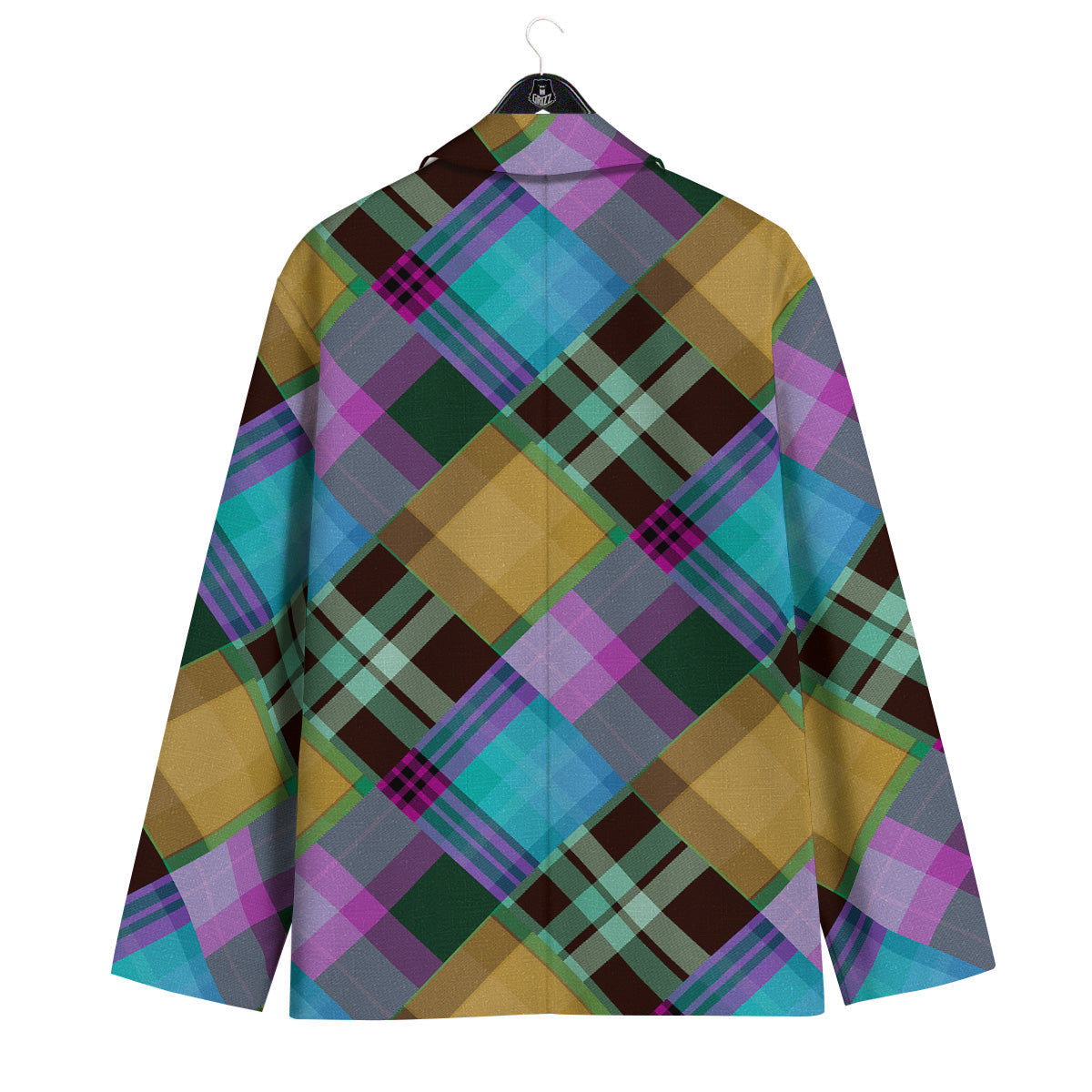 Diagonal Madras Blue Tartan Plaid Print Pattern Men's Sport Coat-grizzshop