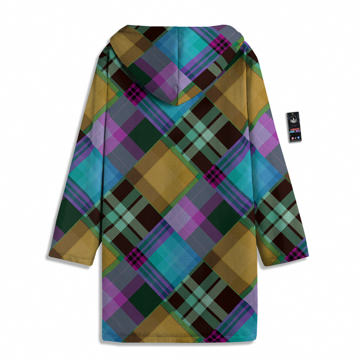 Diagonal Madras Blue Tartan Plaid Print Pattern Men's Windbreaker Jacket-grizzshop