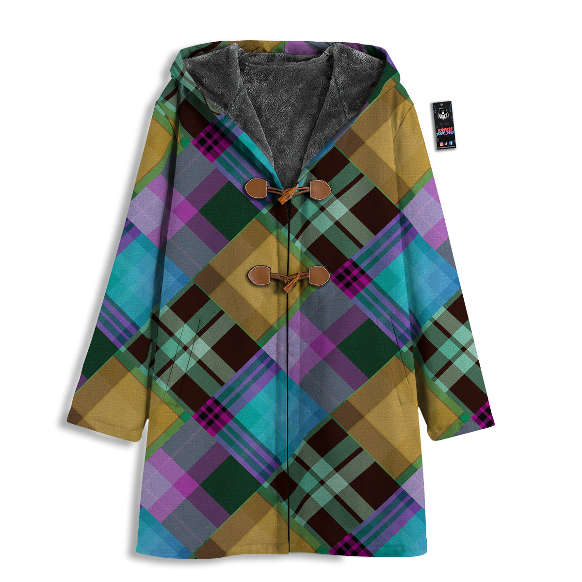 Diagonal Madras Blue Tartan Plaid Print Pattern Men's Windbreaker Jacket-grizzshop