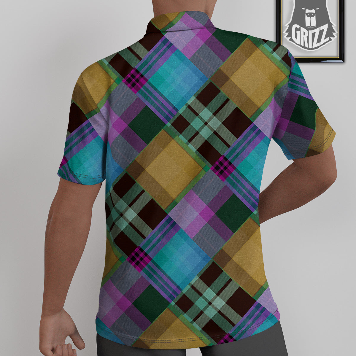 Diagonal Madras Blue Tartan Plaid Print Pattern Untucked Shirts-grizzshop